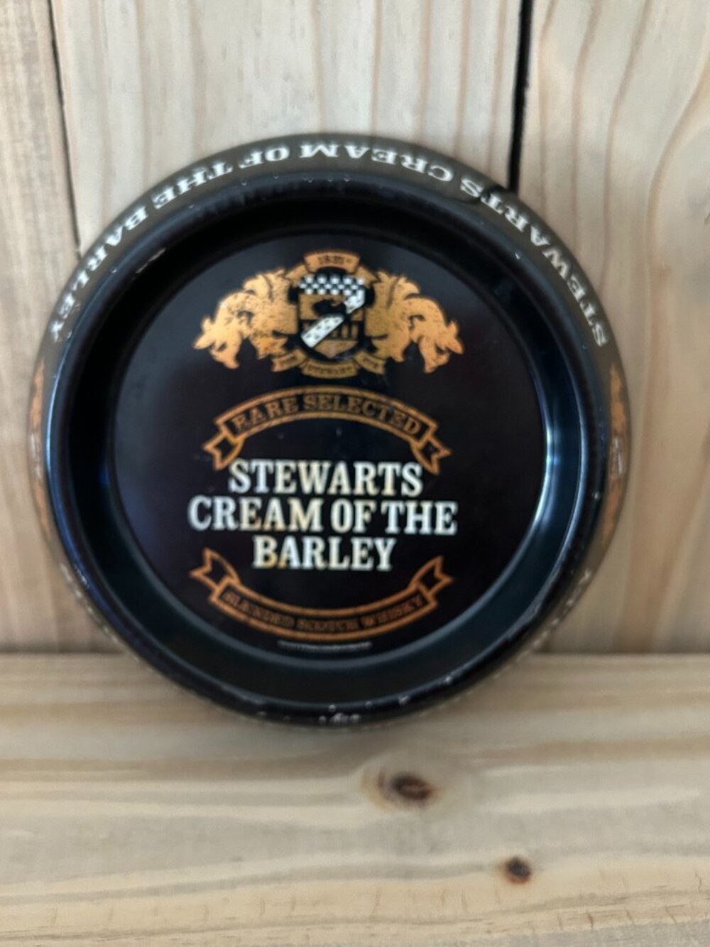 Rare Breweriana Collectible Tin Tray Stewarts Cream of the Barley Whiskey